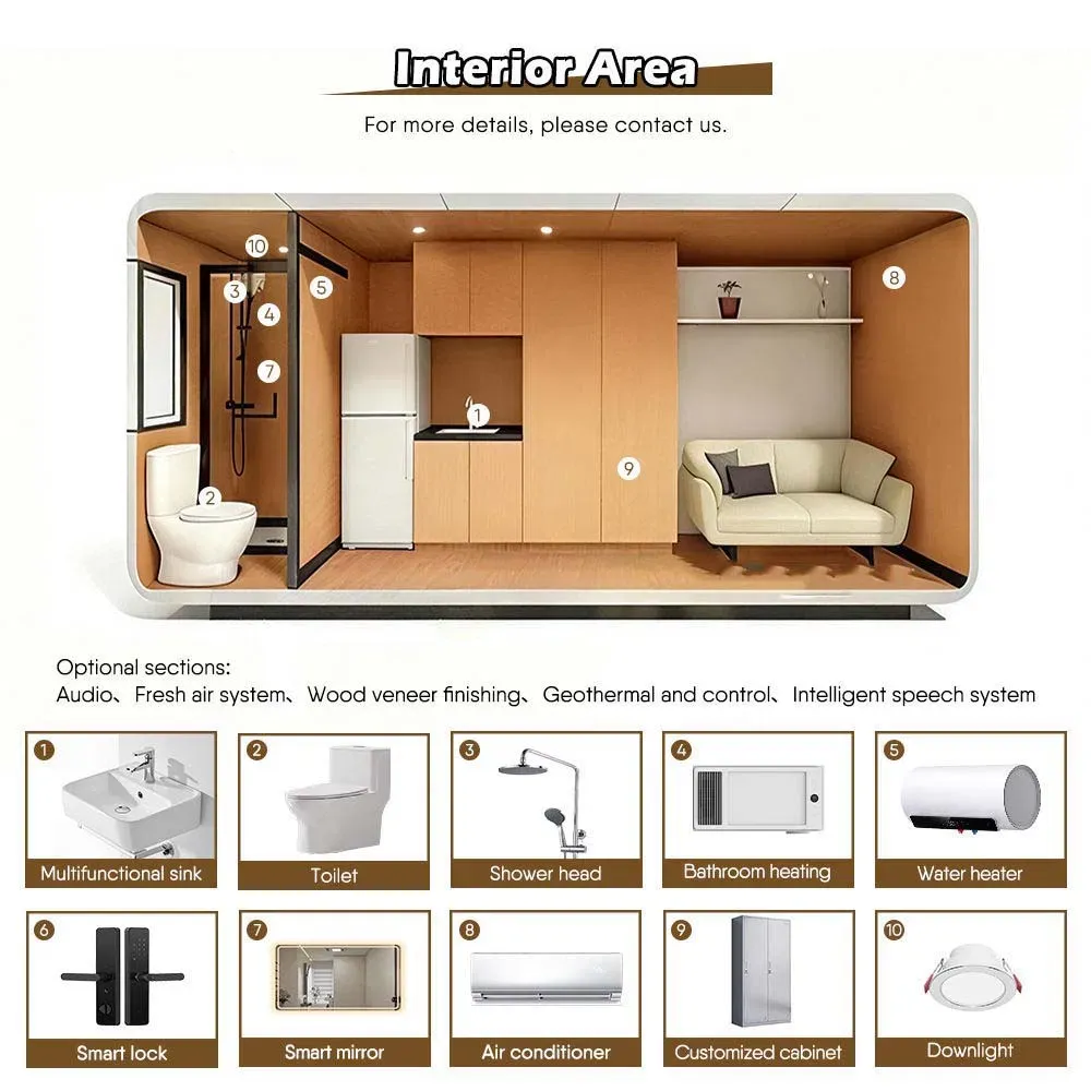 Модульный контейнерный дом для отдыха с водонепроницаемой конструкцией 4