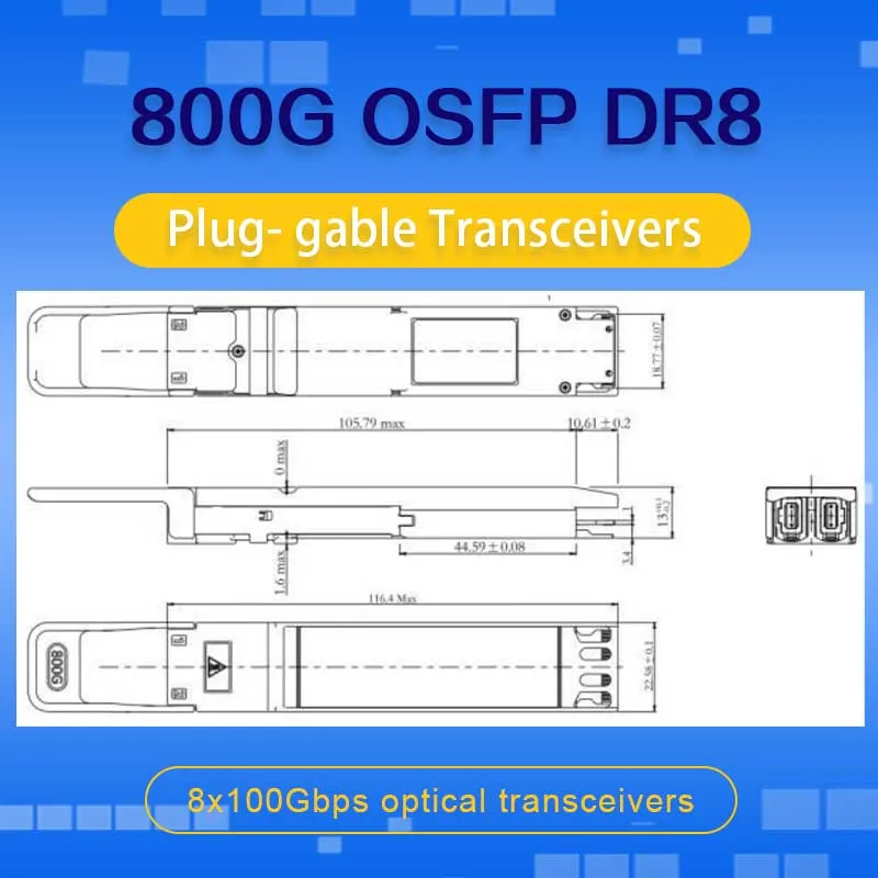 Оптический трансиверный модуль 800G OSFP DR8 CC-OSFP08DR8-12D 2