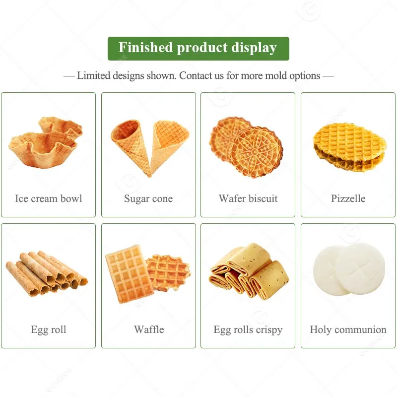 Автоматическая мини-фабрика для производства вафель, формовщик роллов, струпвафелей, яичных рулетов и конусов для мороженого 6