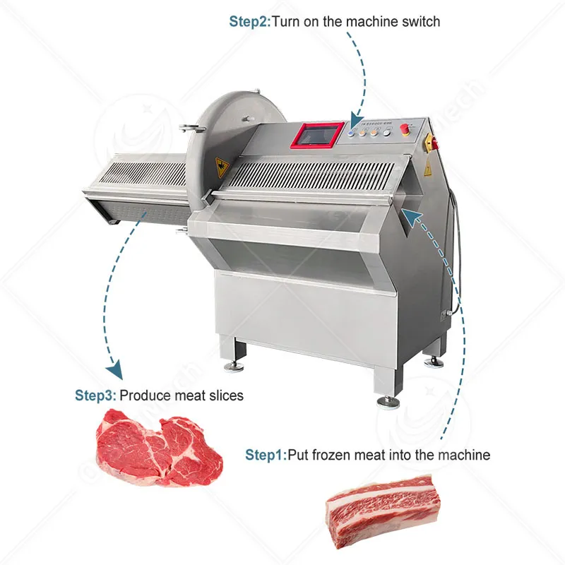 Автоматическая машина для нарезки замороженных свиных отбивных и колбасы 4