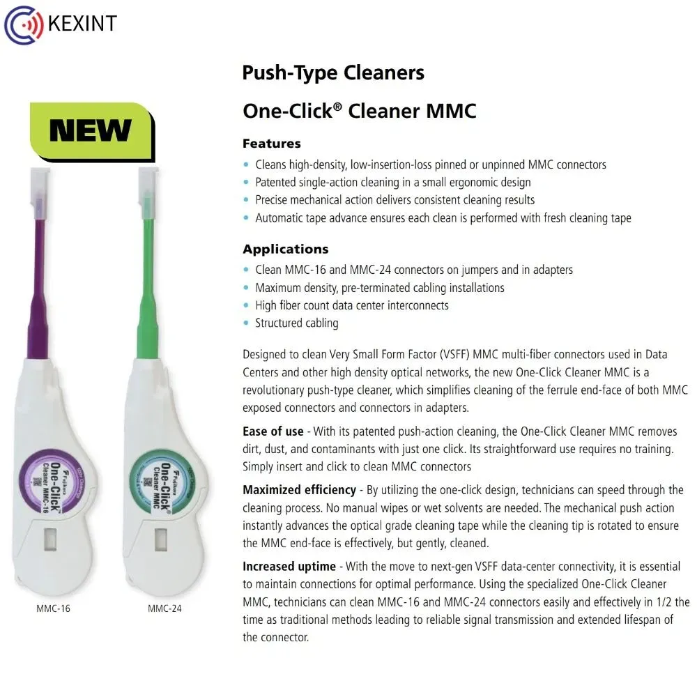 Оптоволоконный очиститель с одним нажатием типа Push для дата-центра MMC24 3