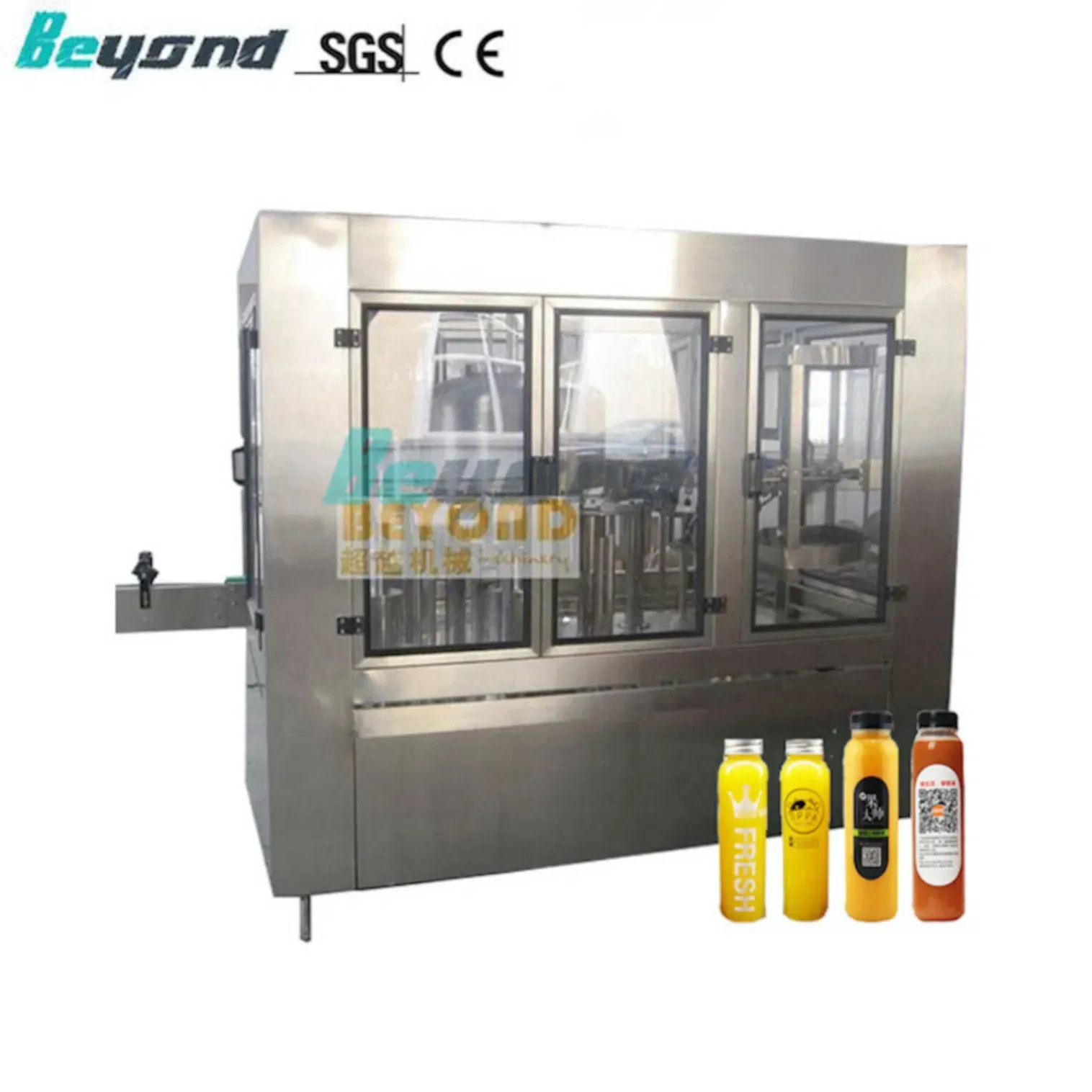 Автоматическая линия розлива и запечатывания стеклянных бутылок для фруктового сока