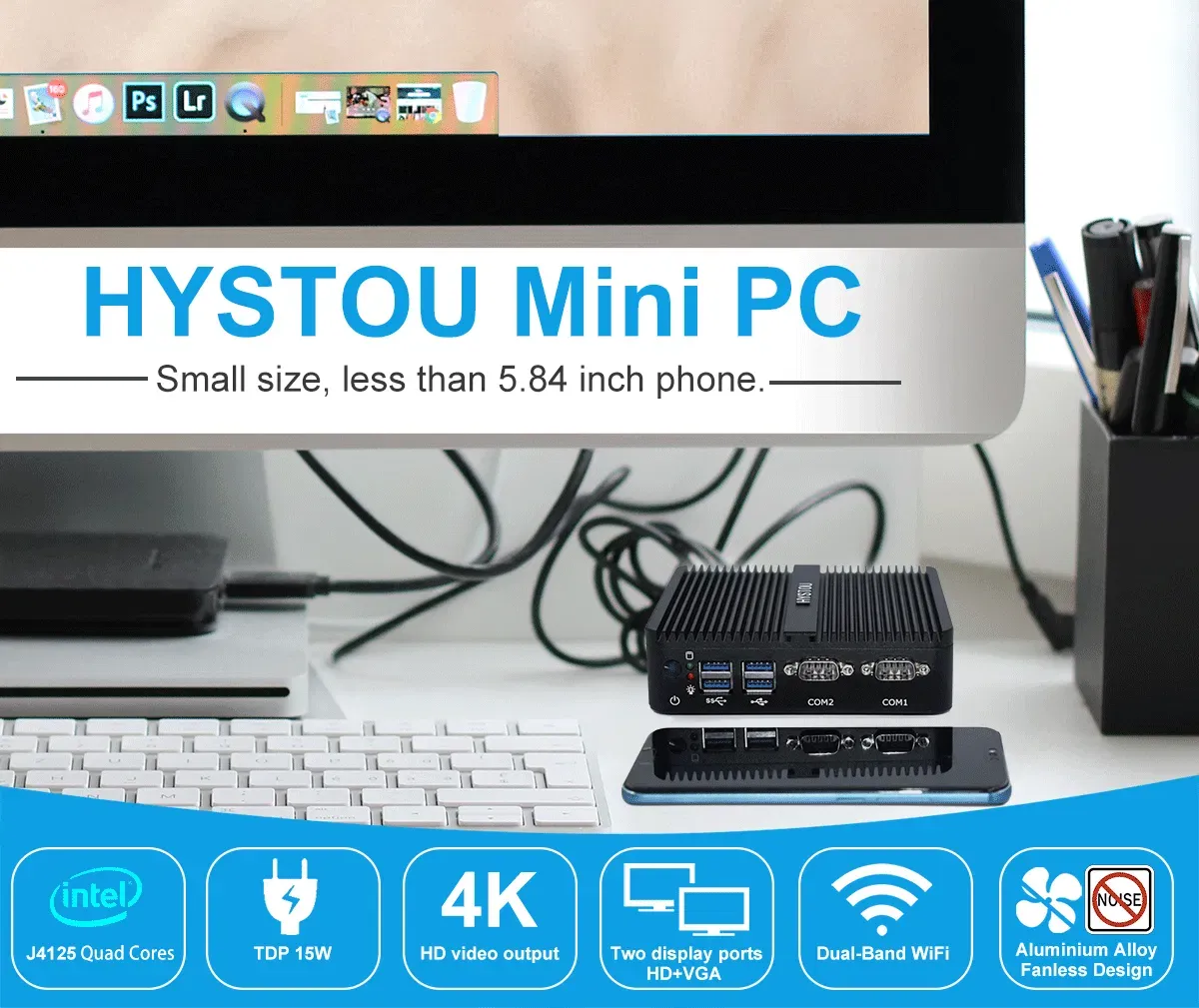 Встраиваемый сервер с четырьмя ядрами J4125 64GB SSD промышленный мини-ПК 4