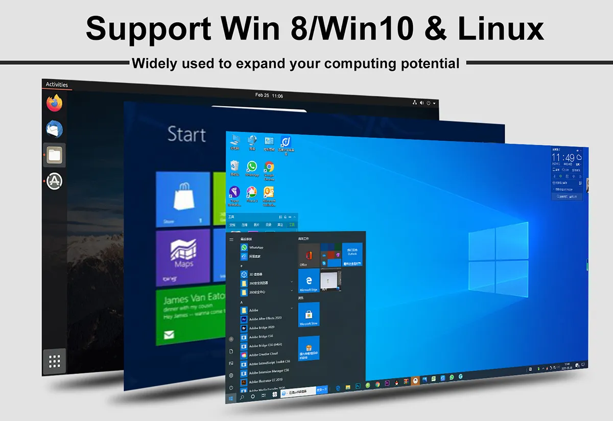 Встраиваемый сервер с четырьмя ядрами J4125 64GB SSD промышленный мини-ПК 3