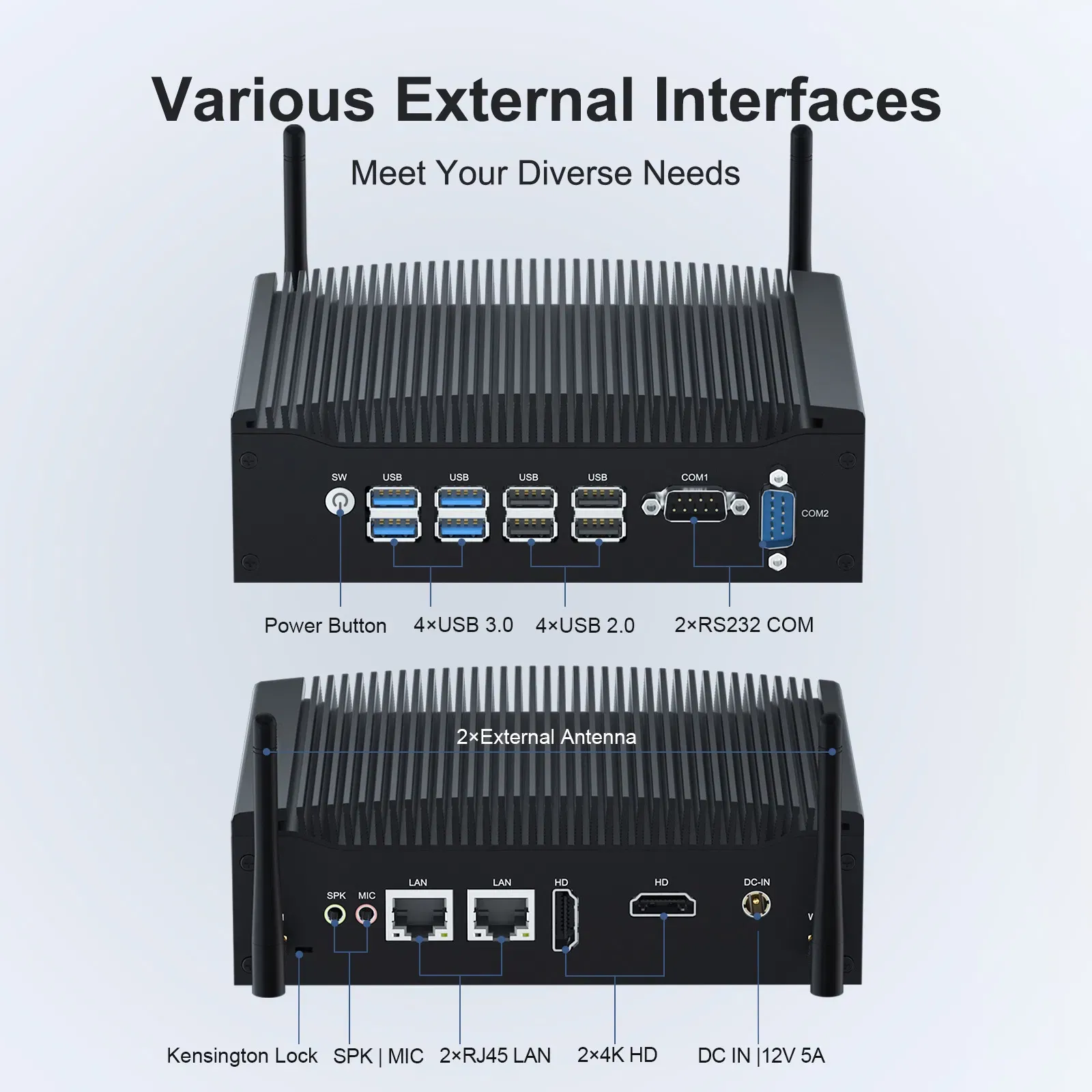 Безвентиляторный промышленный мини-ПК Intel Core I7-10610U 3