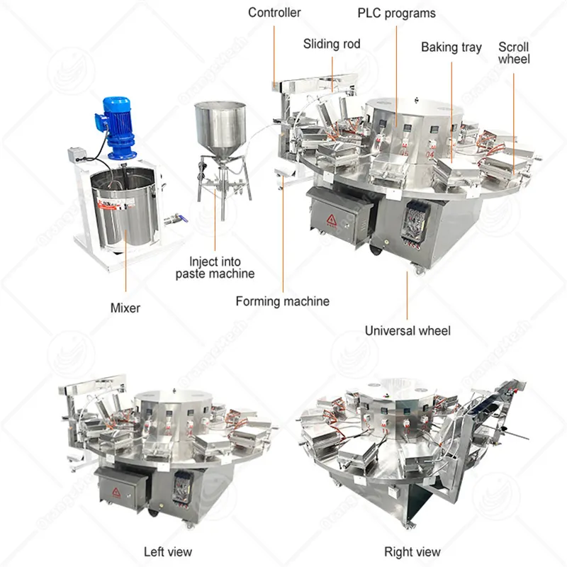 Автоматическая машина для приготовления вафельных трубочек с сахаром для мороженого 6