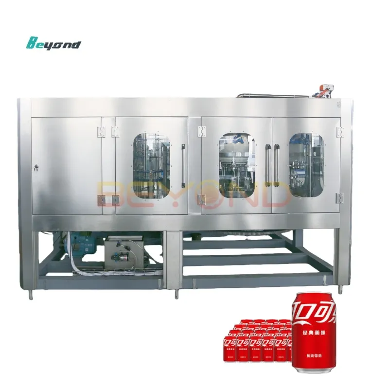 Полностью автоматическая линия розлива газированных напитков в банки, машина для наполнения банок безалкогольных напитков с изобарическим наполнителем, производ