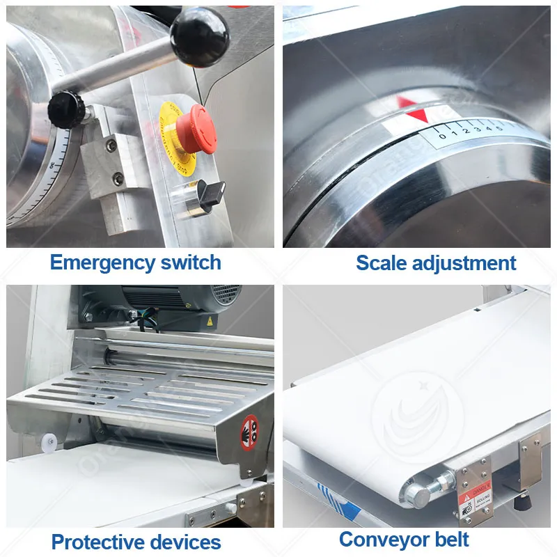 Автоматическая электрическая нержавеющая сталь настольная плоская раскатка теста для выпечки круассанов 3