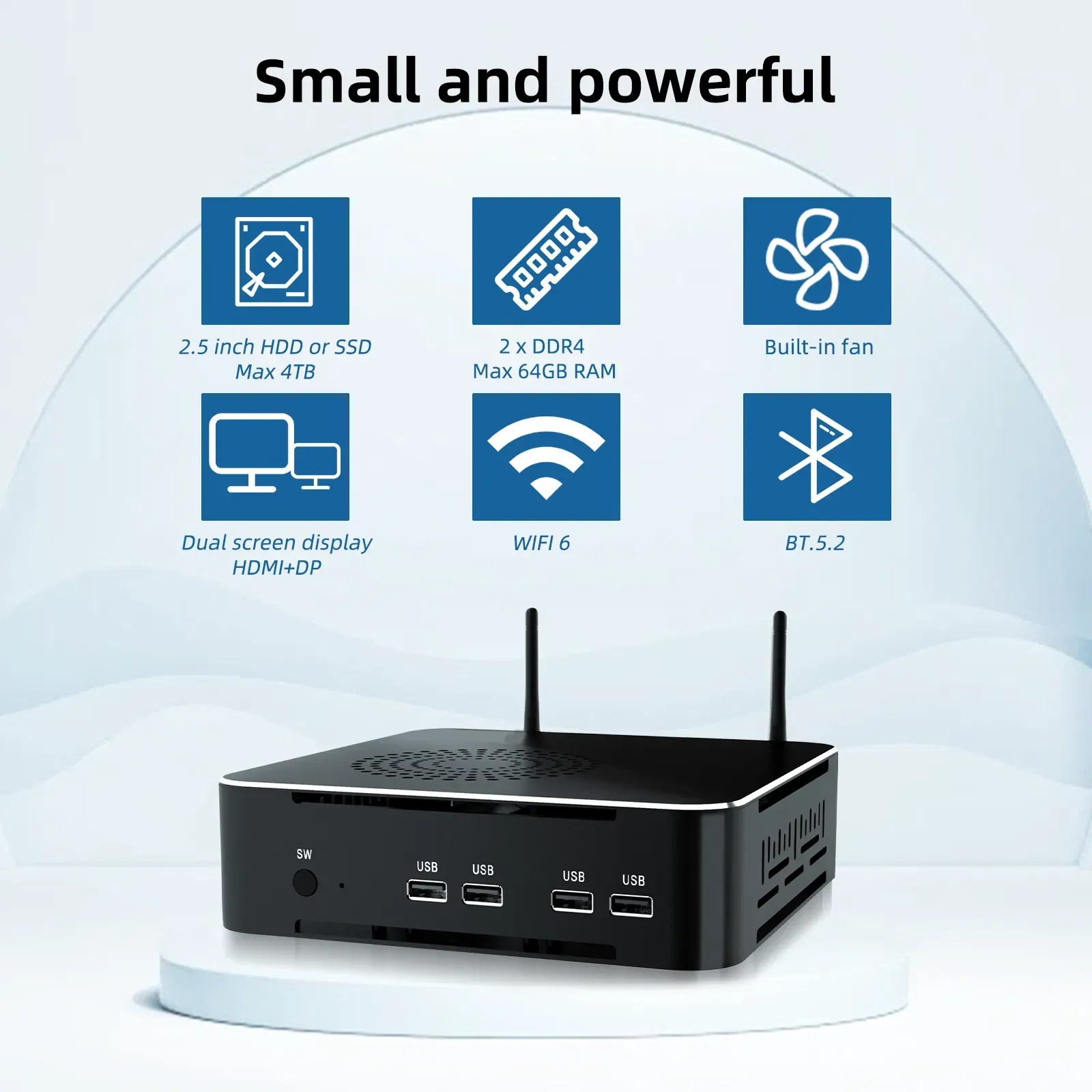 Мини-настольный компьютер Intel Core i7 с 64 ГБ ОЗУ и SSD 5