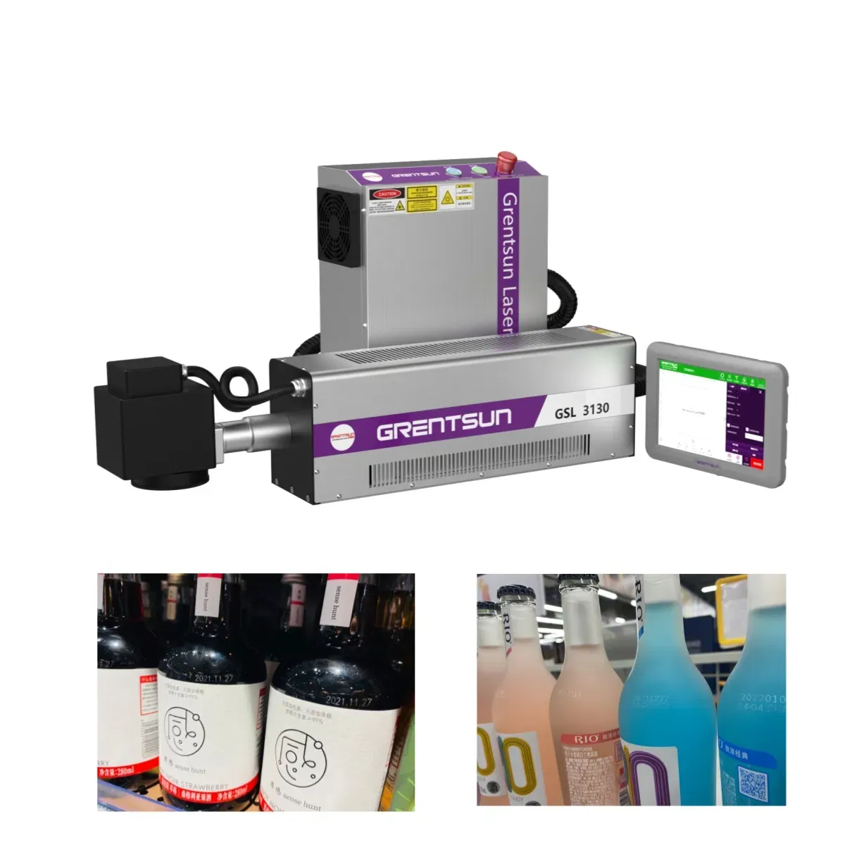 Профессиональный лазерный принтер для маркировки стеклянных бутылок вина