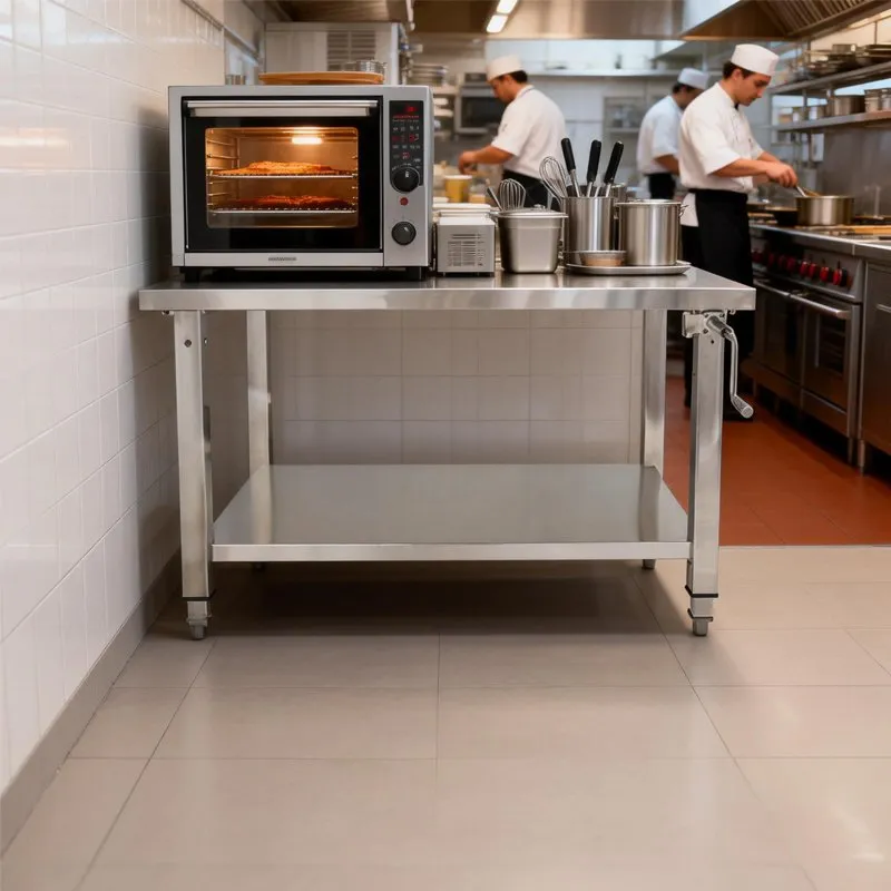 Регулируемый по высоте коммерческий стол из нержавеющей стали для кухни Heavybao 4