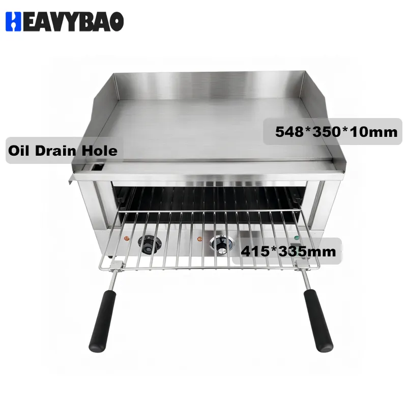 Коммерческий электрический гриль и бройлер Heavybao из нержавеющей стали с плоской верхней частью для ресторанов 2in1 2