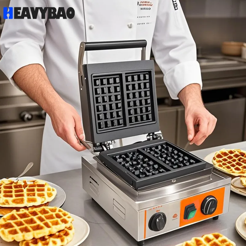 Профессиональная электрическая вафельница для бельгийских пончиков и мороженого Heavybao 2