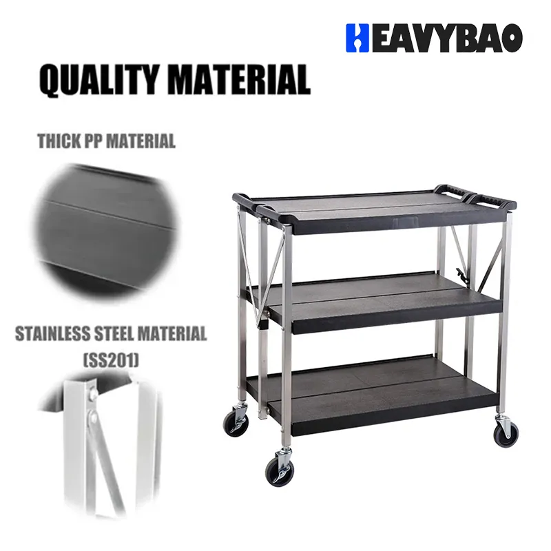 Профессиональная складная тележка для ресторана и отеля из нержавеющей стали 2