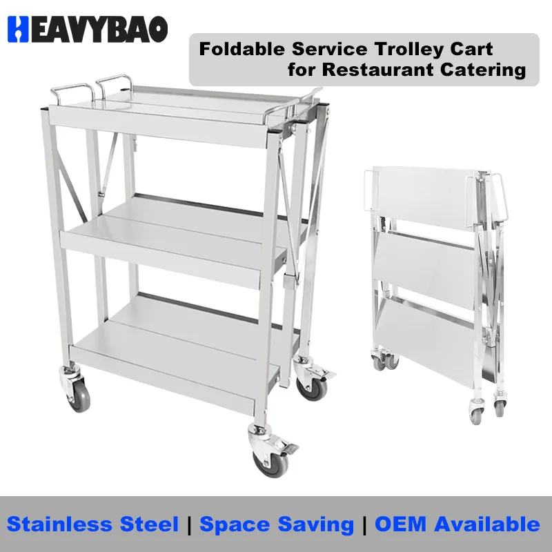 Профессиональная складная тележка для ресторана и отеля из нержавеющей стали 3