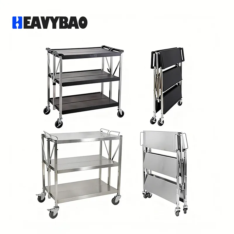 Профессиональная складная тележка для ресторана и отеля из нержавеющей стали