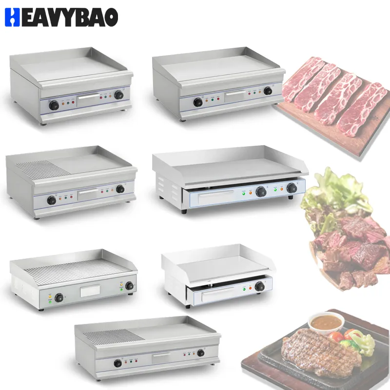 Электрическая коммерческая ребристая плоская сковорода-гриль Heavybao для ресторана