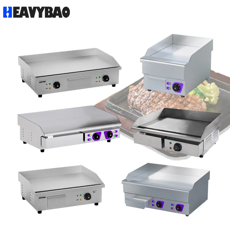Электрическая коммерческая ребристая плоская сковорода-гриль Heavybao для ресторана 3