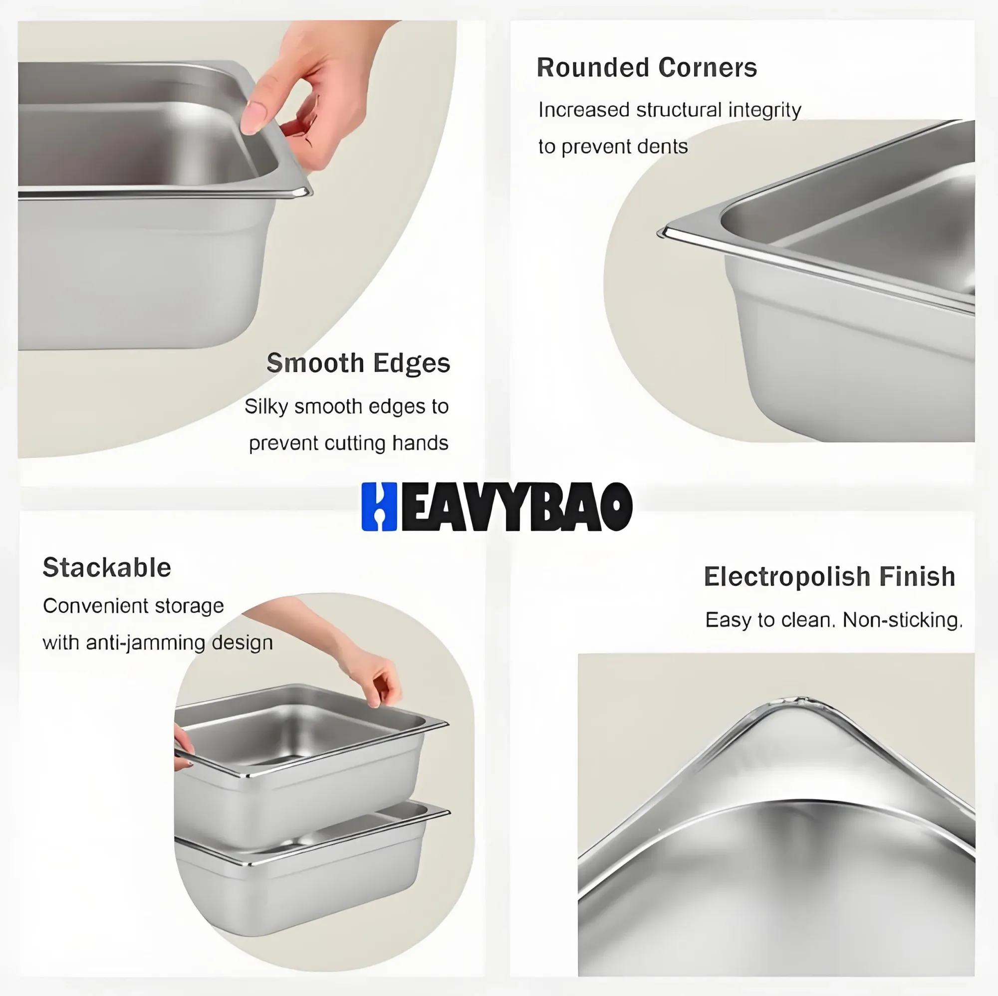 Торговый поднос Heavybao из нержавеющей стали для ресторанов и кейтеринга 2