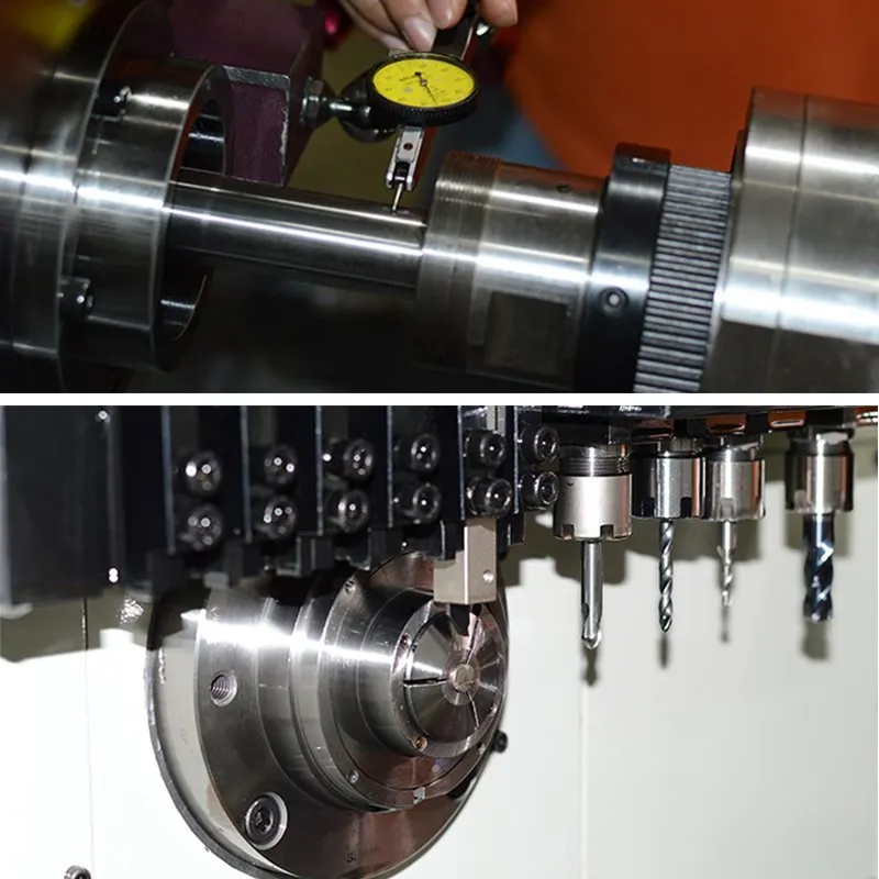 Высокоточный 2 шпиндель 5 осевой токарный станок швейцарского типа с ЧПУ 4