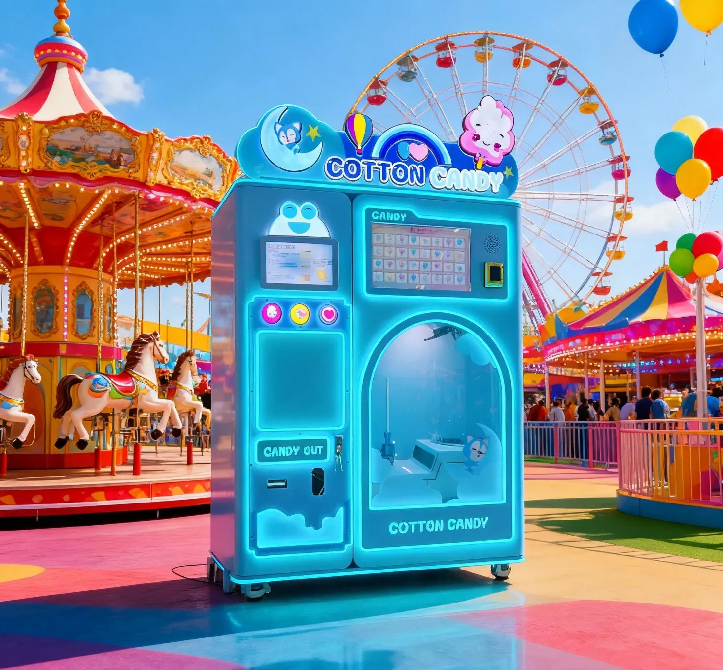 Горячая распродажа оптовая медовая полус автоматическая розовая машина для приготовления сахарной ваты с тележкой 6