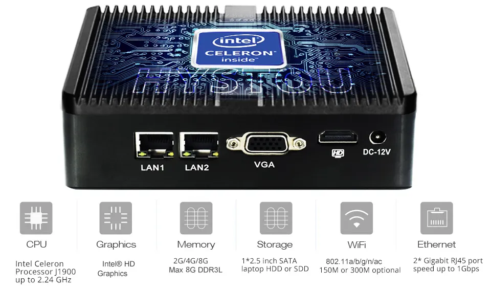 Мини-ПК с процессором Intel Celeron J1900 и 8 ГБ ОЗУ 4