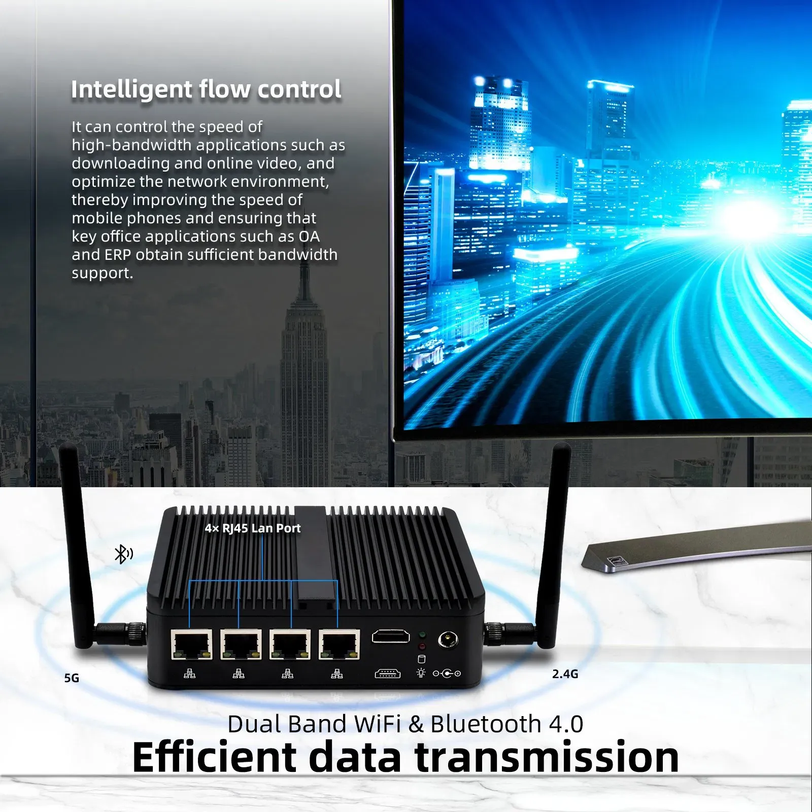 Промышленный мини-ПК Hystou Celeron J4125 с 4 LAN и DDR4 5