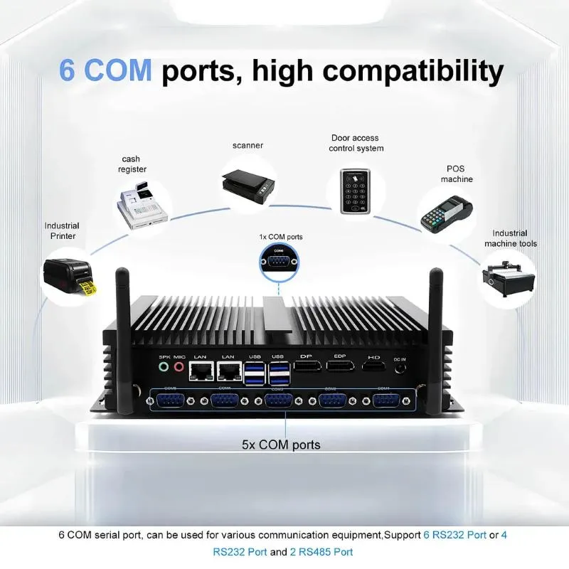 Промышленный ПК HYSTOU без вентилятора с процессором Intel Core i5 i7 CPU 6 COM LPT POS система настольный компьютер 4