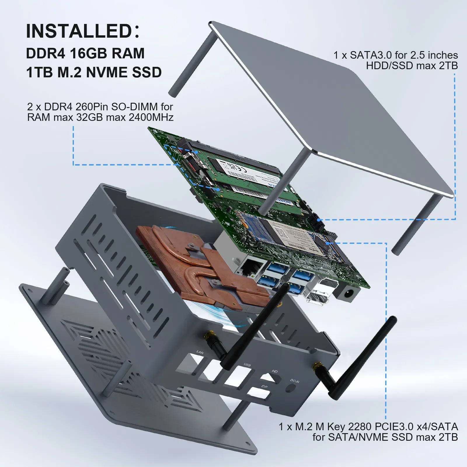 Игровой мини-ПК Hystou 4K с двойным дисплеем и DDR4 2