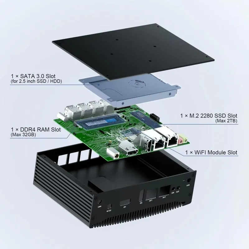 Выдающийся портативный мини-компьютер Hystou с двумя LAN I7 10th ЦП 10610u 8g ОЗУ 128g SSD W11 ПРО 5
