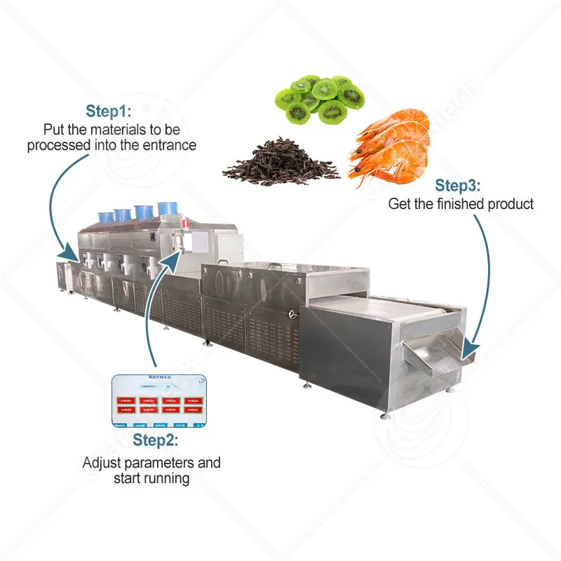 Промышленная микроволновая сушилка для креветок и насекомых 4