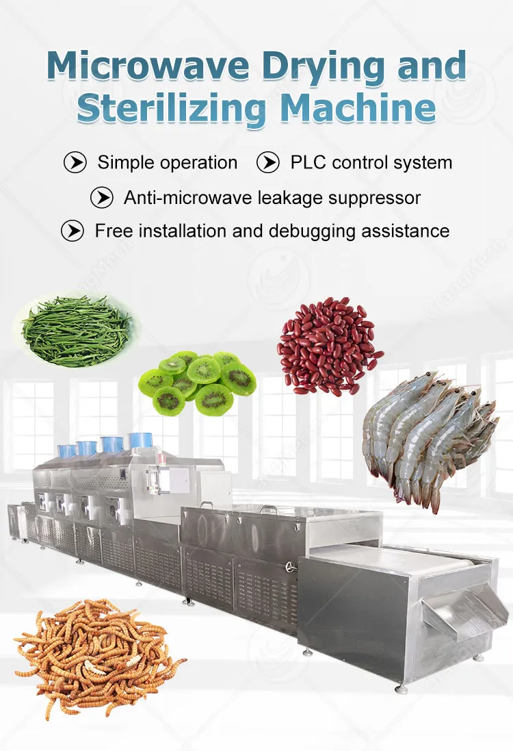 Промышленная микроволновая сушилка для креветок и насекомых 2