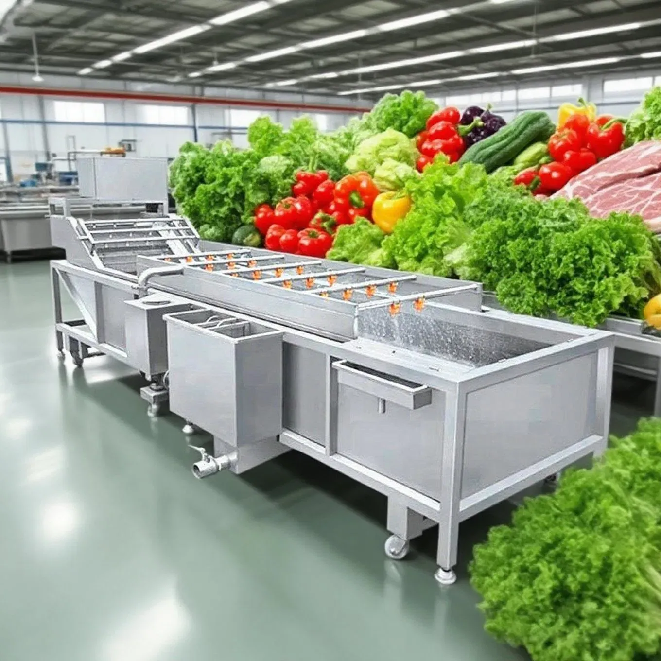 Промышленное оборудование для мойки продуктов с воздушными пузырьками