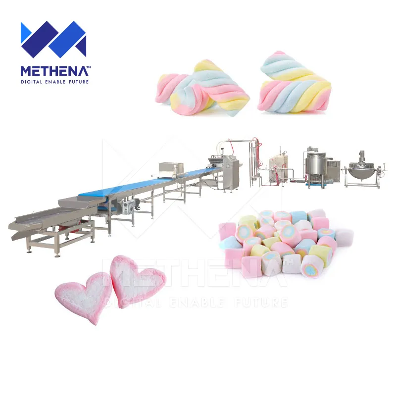 Промышленная линия начинки для сладкой ваты в тесте, машина для приготовления маршмеллоу-сэндвичей
