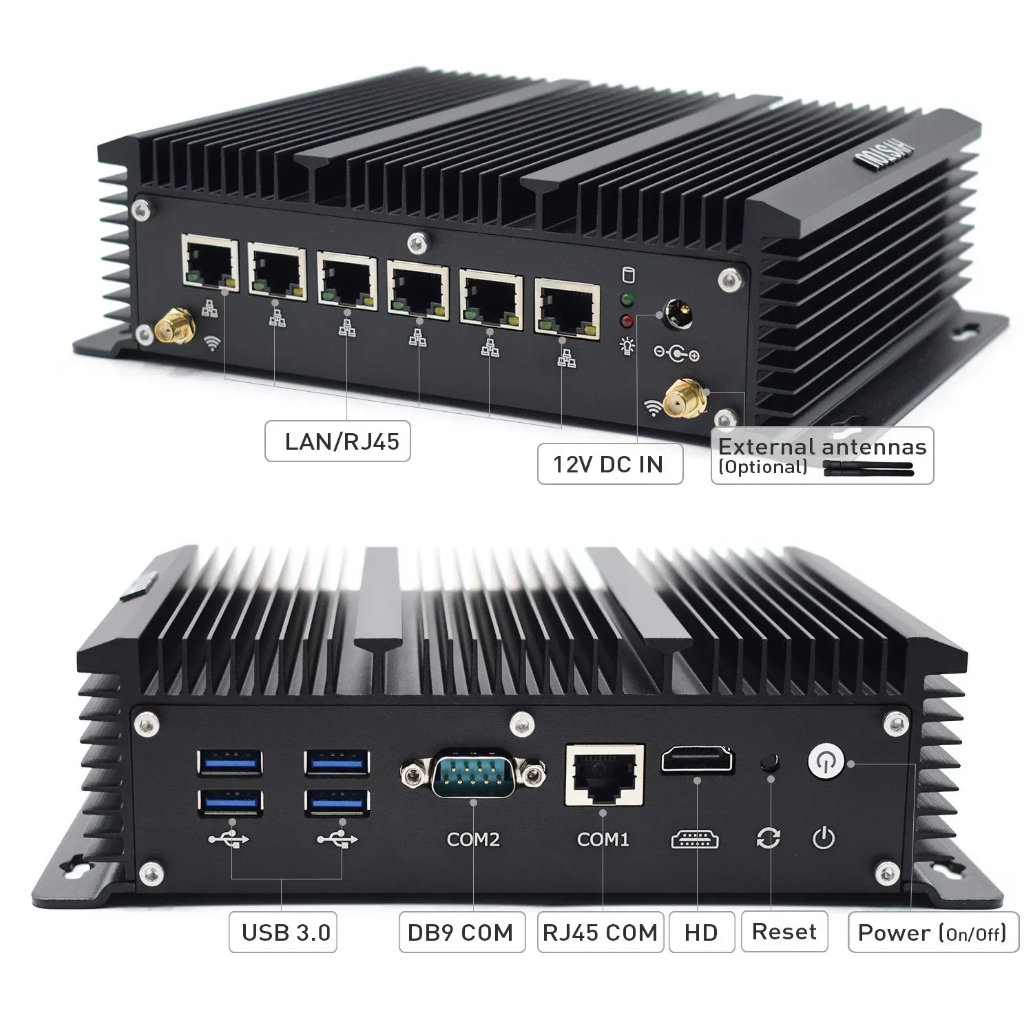 Промышленный мини-ПК HYSTOU с процессором Intel Core i3 и 6 LAN-портами