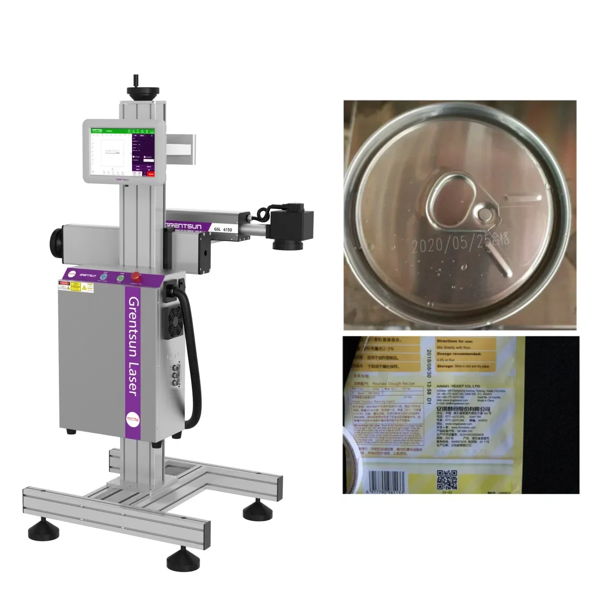 Автоматический лазерный маркер Jpt 20W 30W 50W волоконный лазерный летящий маркировочный станок с конвейерной лентой