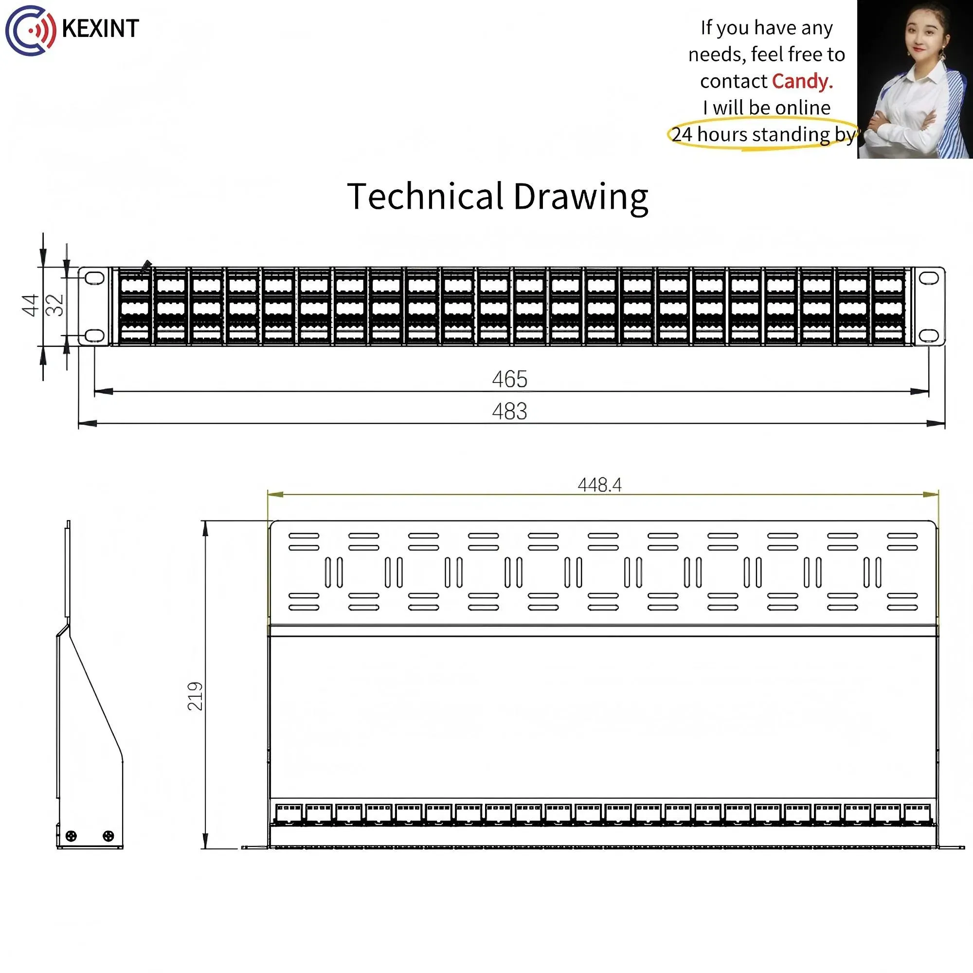 Высокоплотная панель адаптера волоконно-оптического MMC с задним кабельным менеджером 4