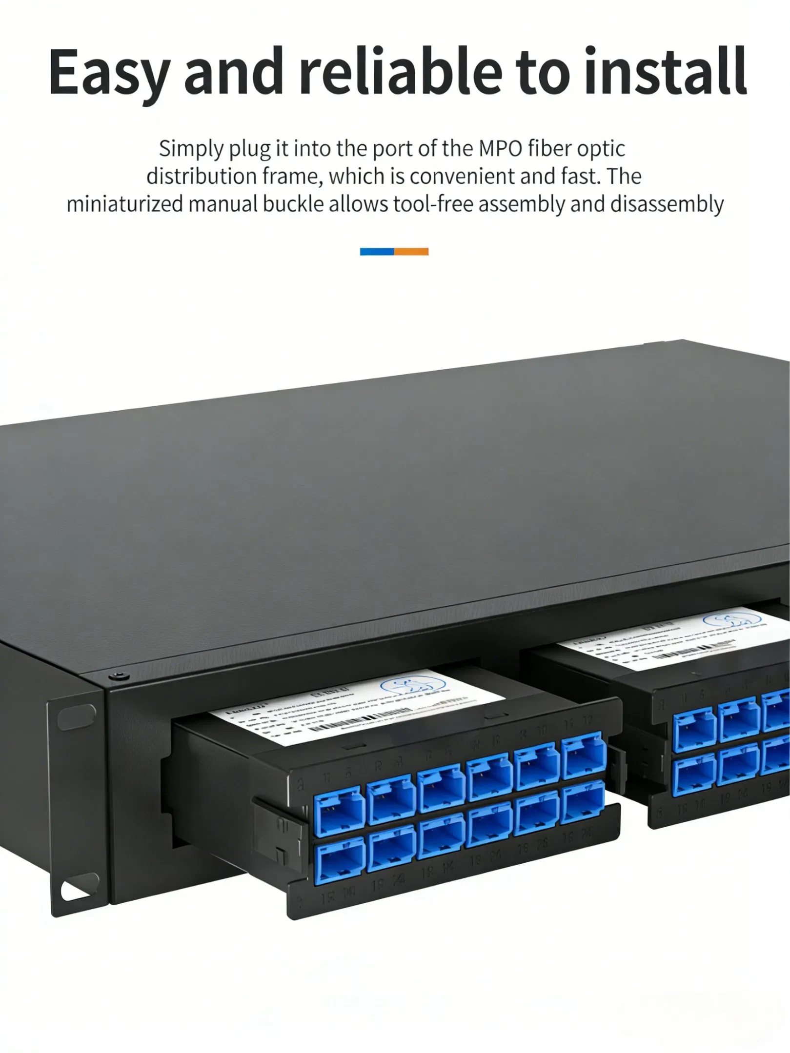 Касета Kexint 24 Core высокой плотности MPO-LC для центров обработки данных 5