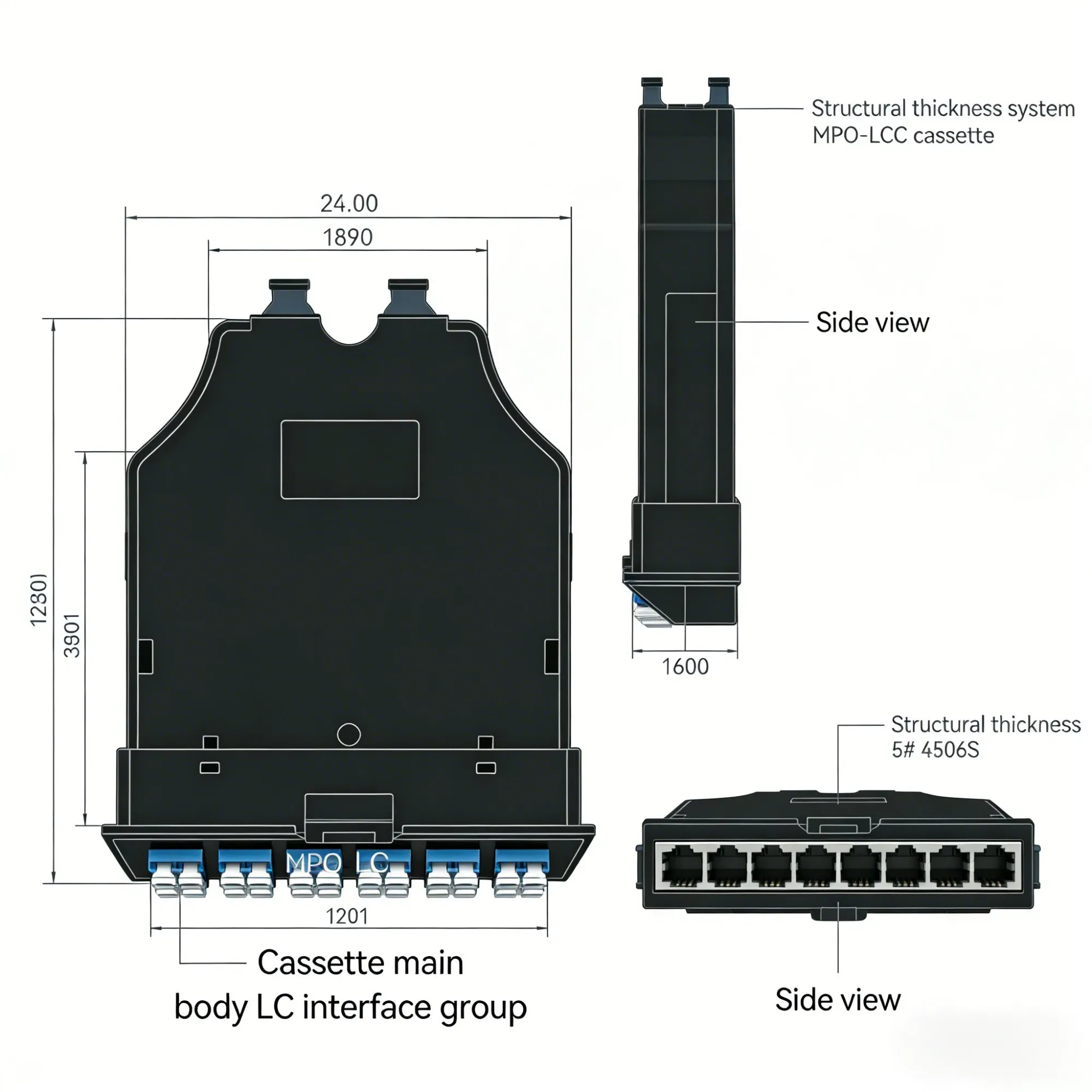 Касета Kexint 24 Core высокой плотности MPO-LC для центров обработки данных 2