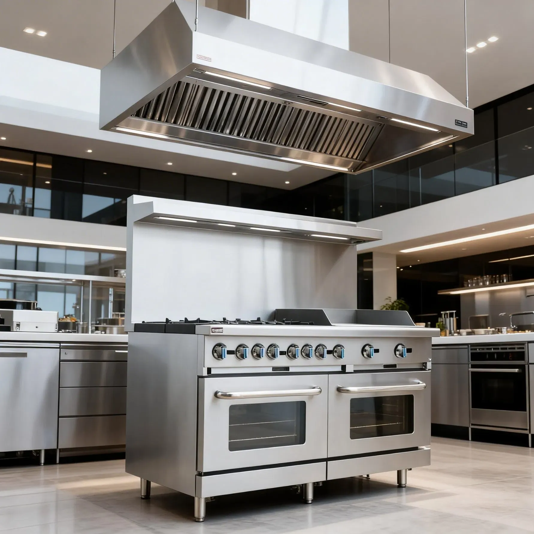 Коммерческая газовая плита с сковородой и духовкой 3