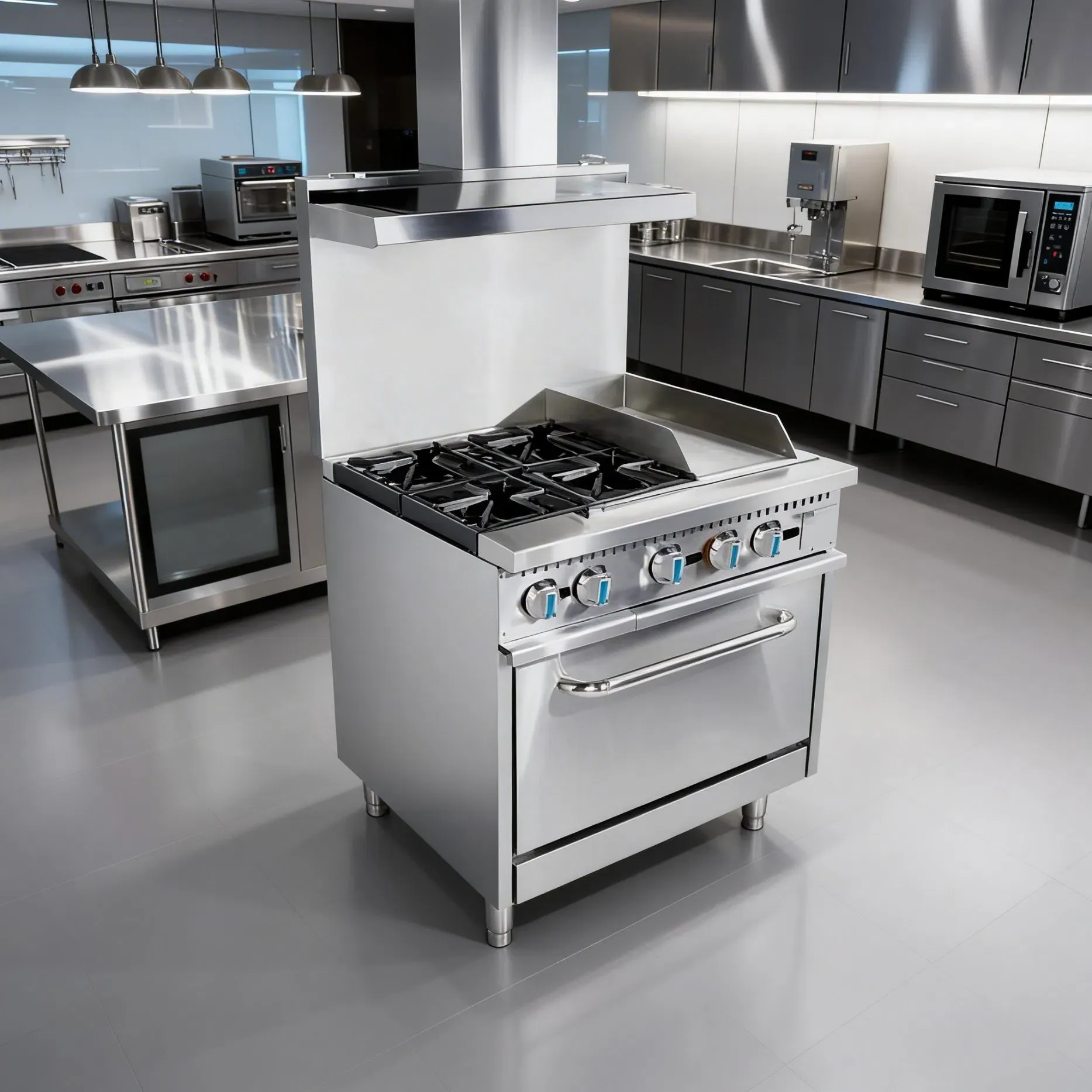 Коммерческая газовая плита с сковородой и духовкой 6