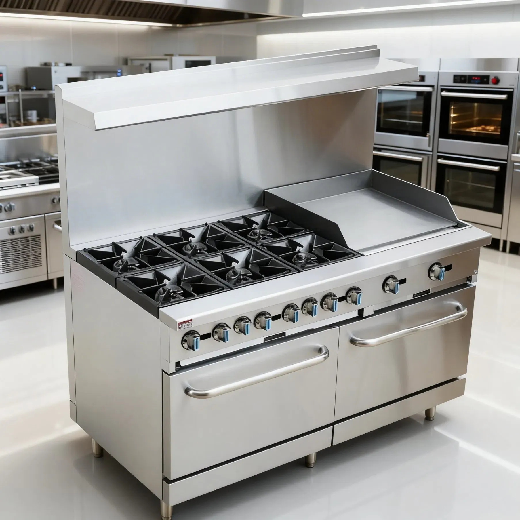 Коммерческая газовая плита с сковородой и духовкой 2