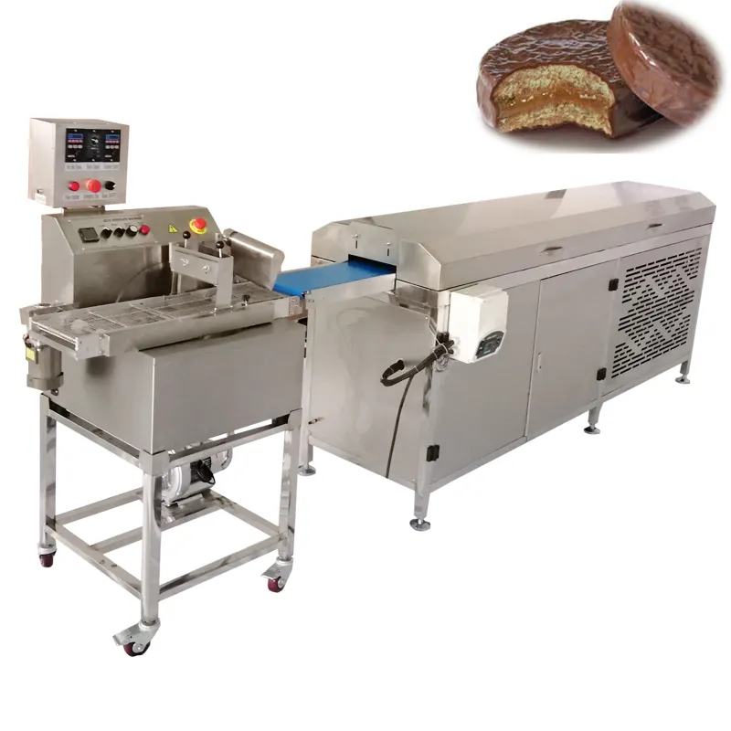 Мини машина для шоколадного покрытия с охлаждающим туннелем