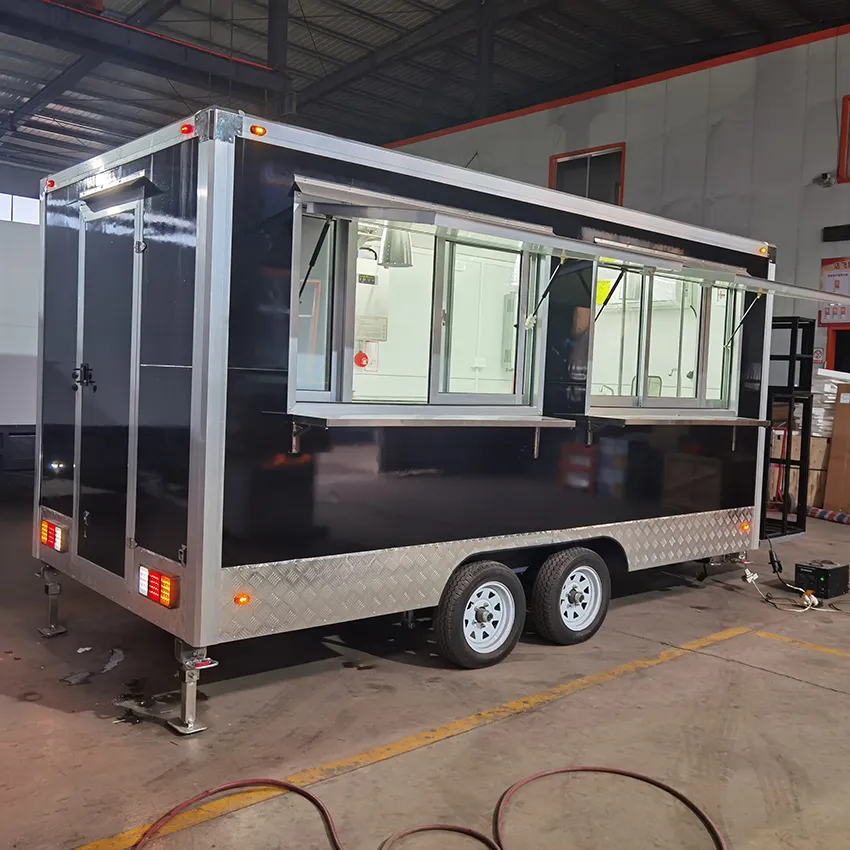 Мобильный уличный барбекю фургон с едой Тако Торговая тележка Кейтеринг Пищевая прицеп 4