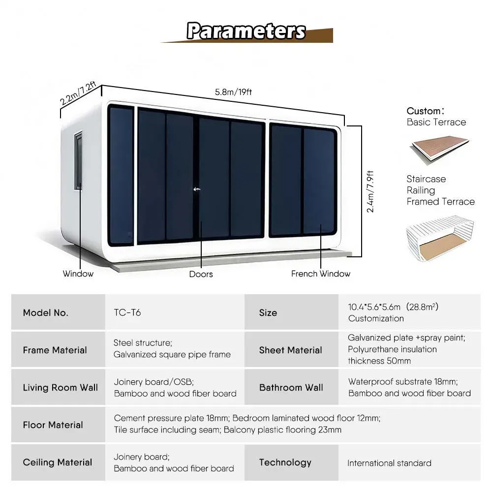 Современный сборный модульный домик для курортного отеля, кемпинга 6