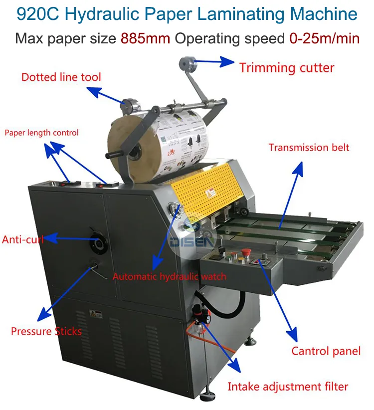 Полуавтоматическая ламинирующая машина с гидравлическим прессом и масляным обогревателем 885mm 6