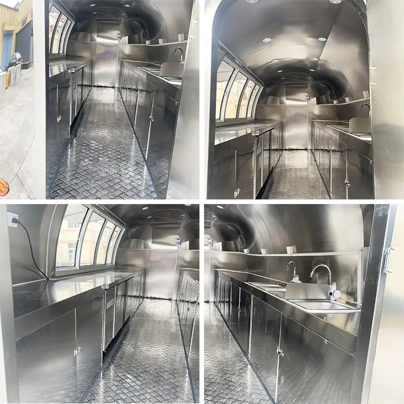 Полуавтоматичный мобильный кухонный фургон из нержавеющей стали 6