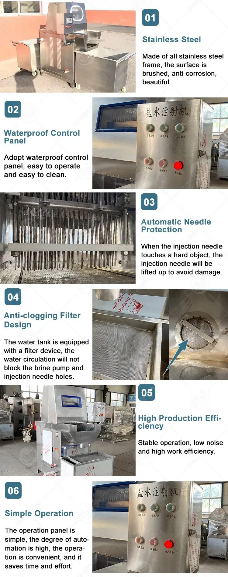 Машина для инъекции рассола в мясо из нержавеющей стали, пневматическая машина для инъекции свинины 5