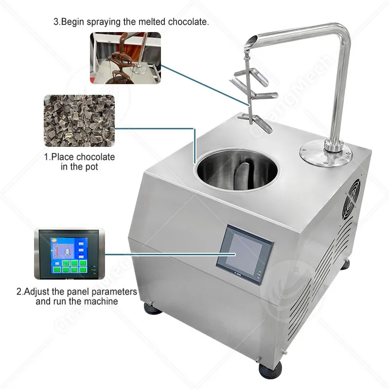 Настольный автоматический фонтан для горячего шоколада с диспенсером и двумя кранами 4